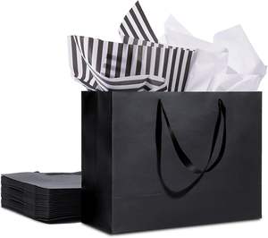 Sac en papier kraft recyclé fantaisie multicolore avec poignée plate, vente en gros, offre spéciale - Product Image 3