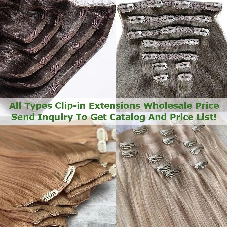 Wholesale 100% Human Clip ins Hair Extension Seamless Double Drawn Clip In Human Hair Straight Remy Clip In Hair Extension