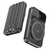 Nouvelle batterie externe magnétique sans fil tendance 10000 mAh, avec 3 câbles intégrés et écran, charge rapide 22,5 W pour smartphone