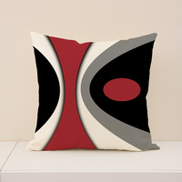 Housse de coussin géométrique moderne YINUAN, motif lignes rouges, noires et grises, housse de coussin décorative pour canapé