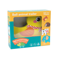 Apprentissage précoce Animal Cognition jouet bébé éducatif remorque marcheur chariot cloche dessin animé Animal remorque en bois jouet pour enfants