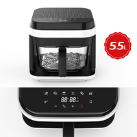 Friteuse à air numérique professionnelle sans huile 220 V en verre avec fonction tactile intelligente pour la cuisson des frites, prise US