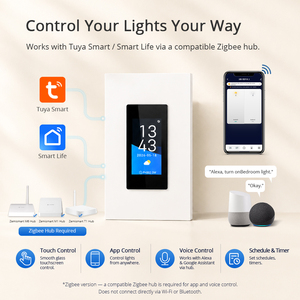 Interruptor de Pared Inteligente Zemismart Tuya Zigbee con Pantalla, 2 Canales, Monitoreo de Energía, <span class=keywords><strong>Mini</strong></span>, Estándar Estadounidense, Cable Neutro, Compatible con Alexa y <span class=keywords><strong>Google</strong></span> <span class=keywords><strong>Home</strong></span> - Product Image 3