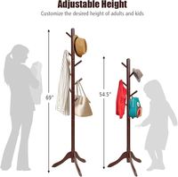 Porte-vêtements multifonctionnel à double niveau en bois d'hévéa, style moderne et luxueux, support plat pour sacs, manteaux et chaussures (couleur noyer)