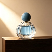 Flacon de parfum de luxe en verre en forme de citrouille 50 ml, bouchon rond bleu personnalisé, flacon de parfum vide pour emballage de parfum