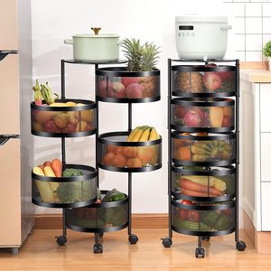 Chariot <span class=keywords><strong>de</strong></span> <span class=keywords><strong>rangement</strong></span> rotatif pour cuisine à 5 niveaux, chariot à roulettes, tiroir rotatif rond, <span class=keywords><strong>étagère</strong></span> <span class=keywords><strong>de</strong></span> <span class=keywords><strong>rangement</strong></span> pour légumes et fruits - Product Image 6