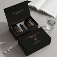 Flacon compte-gouttes en verre personnalisé pour sérum et huile essentielle 30 ml, pot de 150 ml et 250 ml pour capsules de vitamines et compléments alimentaires avec emballage cadeau OEM