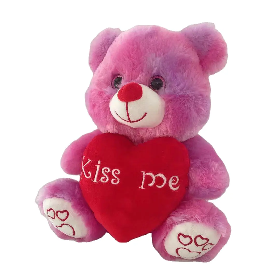 Valentines red Plush Bear Stuffed With Red Heart Kiss me