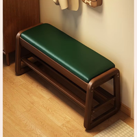 Banc à chaussures moderne en bois massif avec boîte de rangement rabattable, 2 niveaux, hauteur réglable jusqu'à 11 paires, coussin pour salon