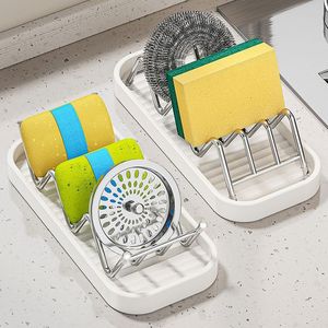 Stainless Steel Drain Rack With Tray Oval Shape Quick Dry For Kitchen Sink Storage Modern Design - Product Image 1