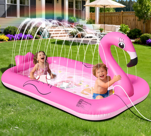 Piscine gonflable en PVC Flamingo rose, tapis de jeu aquatique extérieur pour enfants - Product Image 1