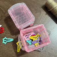 Mini boîte de rangement de couleur bonbon boîte de verrouillage en plastique Transparent Table cosmétique boucles d'oreilles bijoux organisateur étui bricolage Collection de cartes
