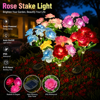 Lampe solaire à piquet en forme de rose, étanche, LED, pour jardin, fleurs, éclairage décoratif extérieur, allée, cour, décoration paysagère