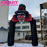 Portail de parc à thème d'horreur, Arche gonflable de clown pour entrée de maison hantée, Arche gonflable de clown chapeau noir personnalisée