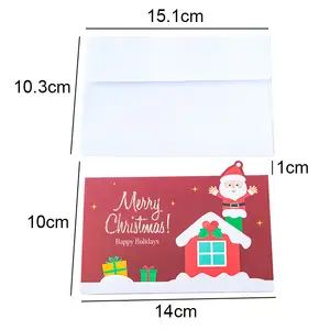 2022 bán buôn giáng sinh Santa Claus thiệp chúc mừng tùy chỉnh in ghi lại giáng sinh vui vẻ thiệp chúc mừng