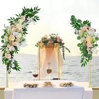 Kit de support de ballons demi-arche doré 3,3 pi x 4,9 pi avec colonne en PVC à dessus flexible pour décorations de mariage et d'anniversaire