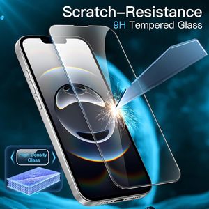 Protecteur d'écran transparent HD pour iPhone 12 ProMax 14 13 11 verre trempé dureté 9H anti-empreintes digitales sans bulle avec emballage - Product Image 3