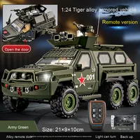 Camion télécommandé en plastique ABS à l'échelle 1:24 pour enfants, modèle militaire de véhicule blindé lance-missiles à roues de tigre, avec boîte HDX et fenêtre, pour garçons