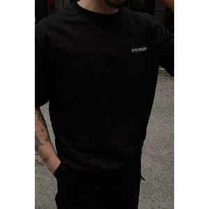 T-shirt de fitness 100 % coton biologique noir avec texte sur le devant, méthode d'impression sérigraphique compressée 300 grammes - Product Image 2