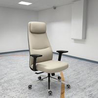Chaise de conférence exécutive ergonomique moderne à dossier haut pivotant en cuir véritable avec hauteur réglable et structure en fer