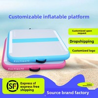 Tapis de gymnastique aquatique gonflable personnalisé et planche à pagaie Modèle 111 pour divertissement aquatique Bleu/Rose Personnalisation sur échantillon