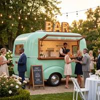 Remolque de Café, Remolque Móvil de Bebidas y Comida, Carrito de Bebidas Vintage con Ventana de Servicio y Estantes para Eventos