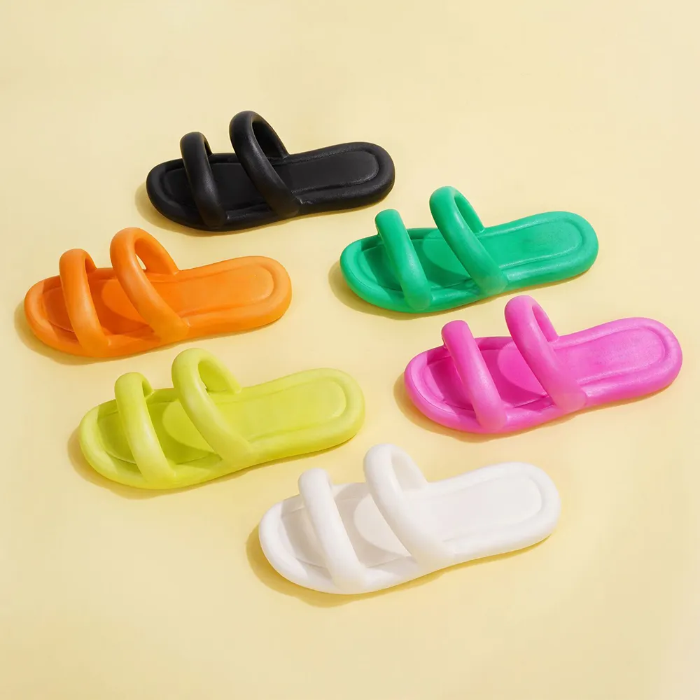 Fashion Cute Comfortable Flat Non Slip Foam Flip Flops Colorful Spa Travel House Custom Logo Slide Sandal