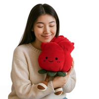 Muñeca de Peluche de Pana Suave con Forma de Flor, Adorable Rosa Roja, Juguete de Peluche Perfecto para Regalos Infantiles, Decoración del Hogar o Día de la Madre