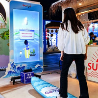 Simulador de Surf Interactivo AR, Sistema de Juego Deportivo con Tabla de Movimiento Dinámico y Pantalla de Olas 3D para Gimnasio Digital o Bar
