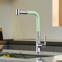 Robinet de cuisine gris anthracite extractible, flexible, céramique, eau chaude/froide, pour évier, design moderne et épuré, usage hôtelier, en alliage de zinc, à poser sur comptoir