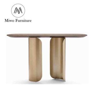 Hotel Corridor Console <strong>Table</strong> Living Room Furniture <strong>Frame</strong> Stainless <strong>Steel</strong> with Marble Desktop Factory Supply Modern Golden - Product Image 1