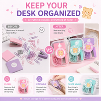 Ensemble de mini agrafeuse et de clips à papier Macaron mignons, combinaison pratique de fournitures de bureau pour étudiants