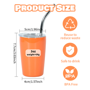 Logo personnalisé à double paroi de 3 oz <span class=keywords><strong>mini</strong></span> gobelet à sublimation en acier inoxydable 3 oz <span class=keywords><strong>mini</strong></span> gobelet en verre à liqueur avec couvercle et paille - Product Image 2