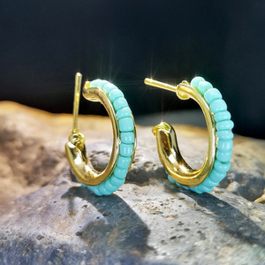 Orecchini pendenti con perline in stile vintage francese, gioielli per le orecchie semplici e colorati in stile bohémien per l'uso quotidiano - Product Image 6