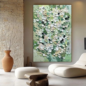 Pintura Texturizada Vertical Abstracta, Flores Vibrantes y Coloridas, Pinturas al Óleo con Textura Gruesa para el Hogar y la Galería - Product Image 2