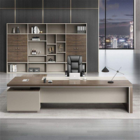 Bureau de direction en L en bois de luxe moderne, ensemble poste de travail écologique, design autoportant, montage facile, tiroirs à dossiers