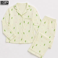 Ensemble pyjama décontracté pour femme 2026 en bambou et élasthanne, haut à manches courtes et pantalon imprimé, doux pour l'impression numérique