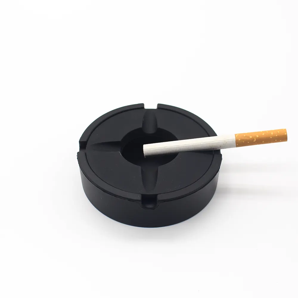 Cigar Ashtray with Lid, Unbreakable Small Silicon Black ash tray sets for Cigarette Ash Holder for Home, Office