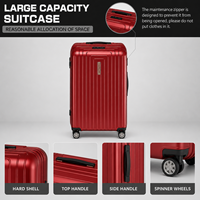 Valise à roulettes rigide en PC de luxe, rouge bordeaux, à rainures verticales, pour cadeau d'affaires haut de gamme