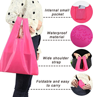 Promotion Eco Protection Supermarché Shopping Stockage Grande Capacité Pliable Portable Solide Couleur Nylon Sac Fourre-Tout