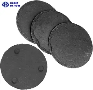 Wholesale Slate Coaster Blank Bulk For Engraving Round Black Slate Stone Cup Coasters For Drink