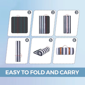 Pabrik grosir menyesuaikan cetak luar ruangan kompak portabel lipat bergaris tahan lama tahan air tikar piknik selimut dengan pegangan - Product Image 5