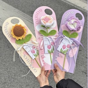 <span class=keywords><strong>Ramo</strong></span> de Flores Tejido a Crochet para el Día de la Madre, Hecho a Mano, con <span class=keywords><strong>Claveles</strong></span>, Rosas y Girasoles, Producto Terminado, Regalo para Mamá o Mejor Amiga - Product Image 1