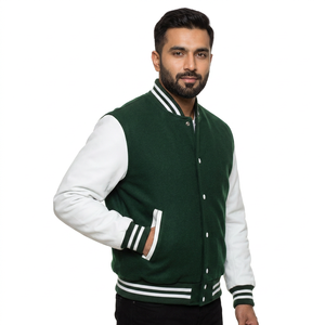 Veste de baseball classique pour homme avec logo personnalisé, broderie noire, veste de couple, veste universitaire bleu clair - Product Image 1