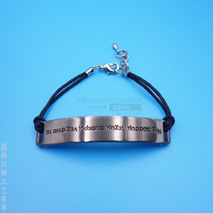 Custom Engraved Metal <b>Bracelet</b> Black Nickel Zinc Alloy <b>Leather</b> Rope Gift Jewelry - Product Image 1