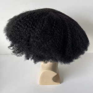 Perruque Afro Wave 12x14 pouces 4mm, Système capillaire complet en dentelle <span class=keywords><strong>pour</strong></span> hommes noirs, <span class=keywords><strong>Cheveux</strong></span> humains indiens véritables - Product Image 1