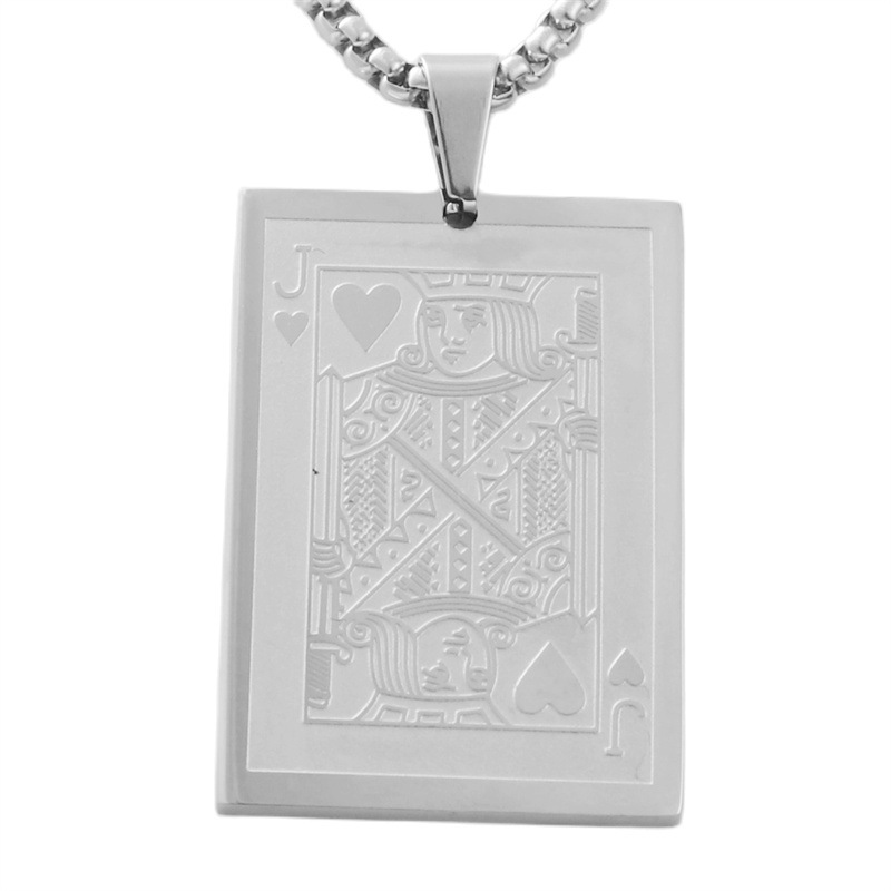 Pendentif J en argent avec chaîne de perles carrées de 3,0*60 cm