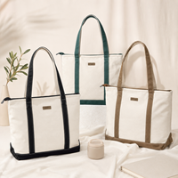 Op maat gemaakte 16oz canvas katoenen tas met versterkte bodem, bedrukt logo, aanpasbare maat voor merk-shoppings tas