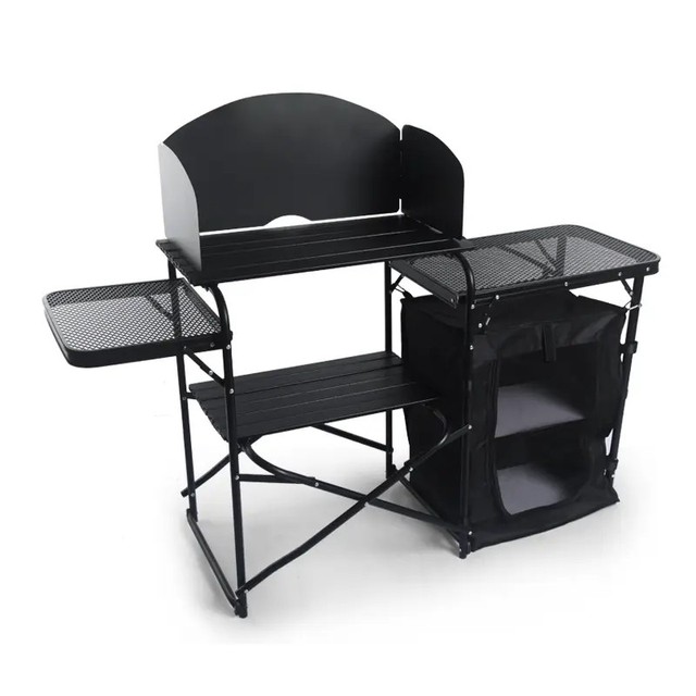 ENJOY 2024 Portable Aluminum Cook Station New Design Folding Outdoor Cooking Table with Storage Carrying Bag for Camping Kitchen