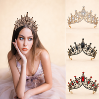 Coiffe de mariée multicolore en pierres précieuses, forme royale, ton or, bijou de cheveux léger pour mariage et cérémonie de concours